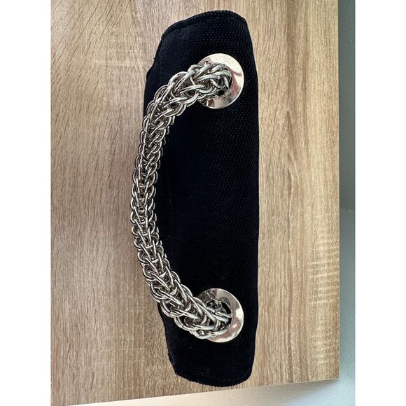 Sondra Roberts Vintage Black Evening Bag with Silver Chain Handle Clutch - Picture 6 of 11